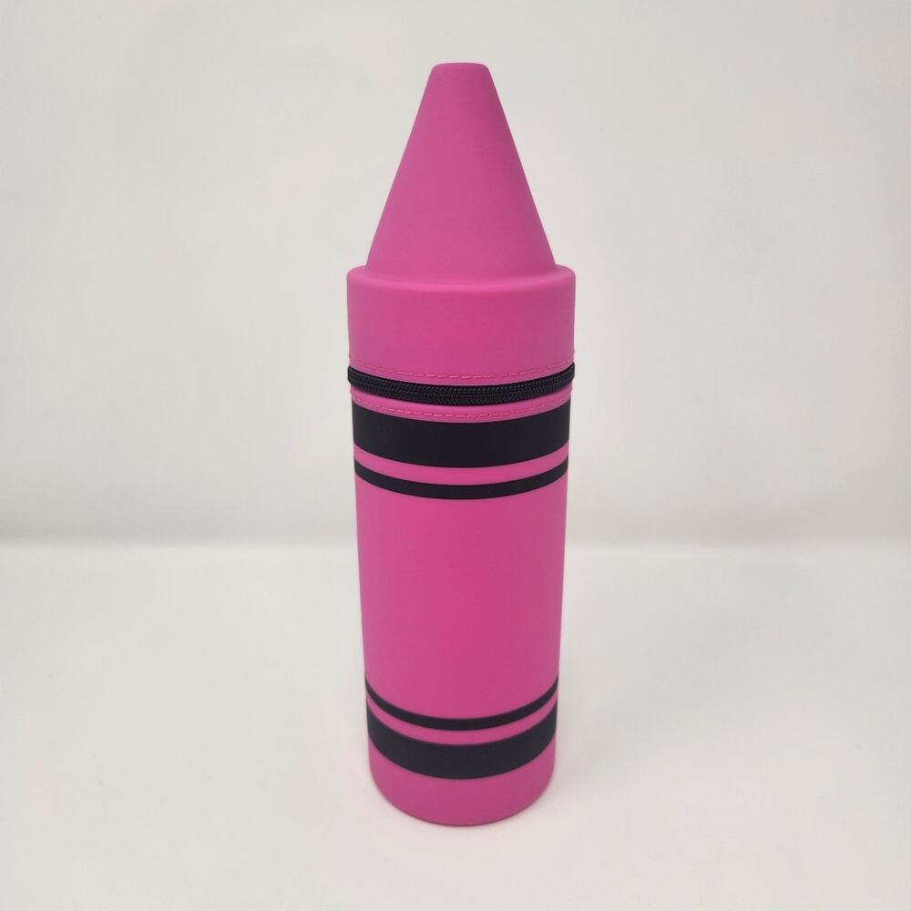 Jelly Crayon Shaped Pencil Pouch Pink